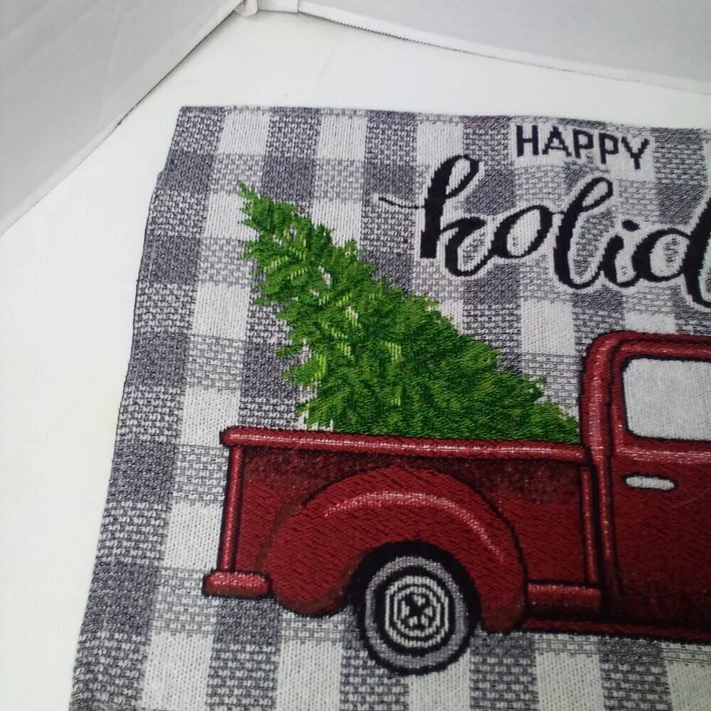 Christmas Placemat Lot of 4 Red Truck Tree Fabric 18